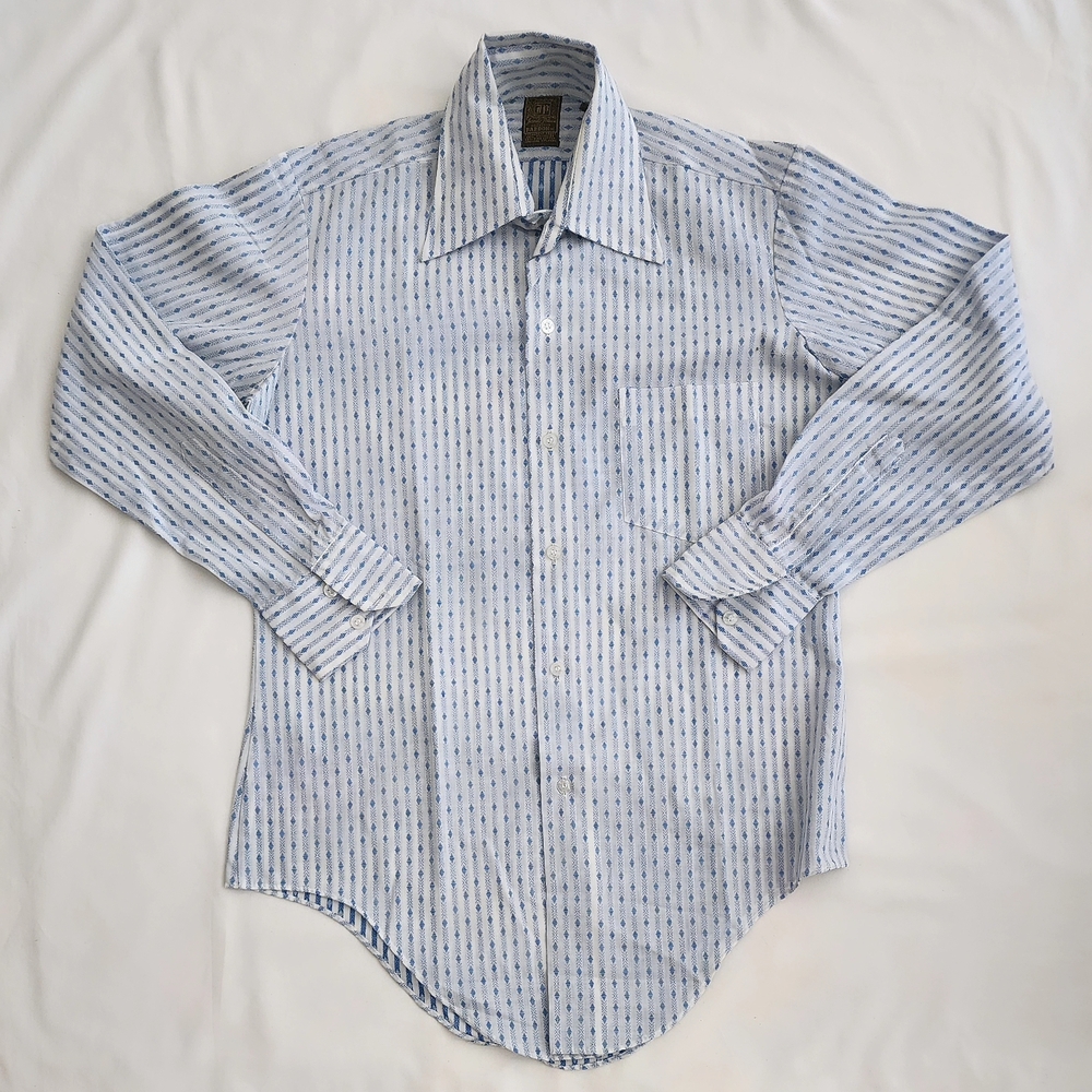 Elegant Men's Light Blue Striped Dress Shirt